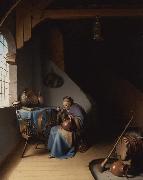 Gerrit Dou An Interior with a Woman eating Porridge (mk33) oil on canvas